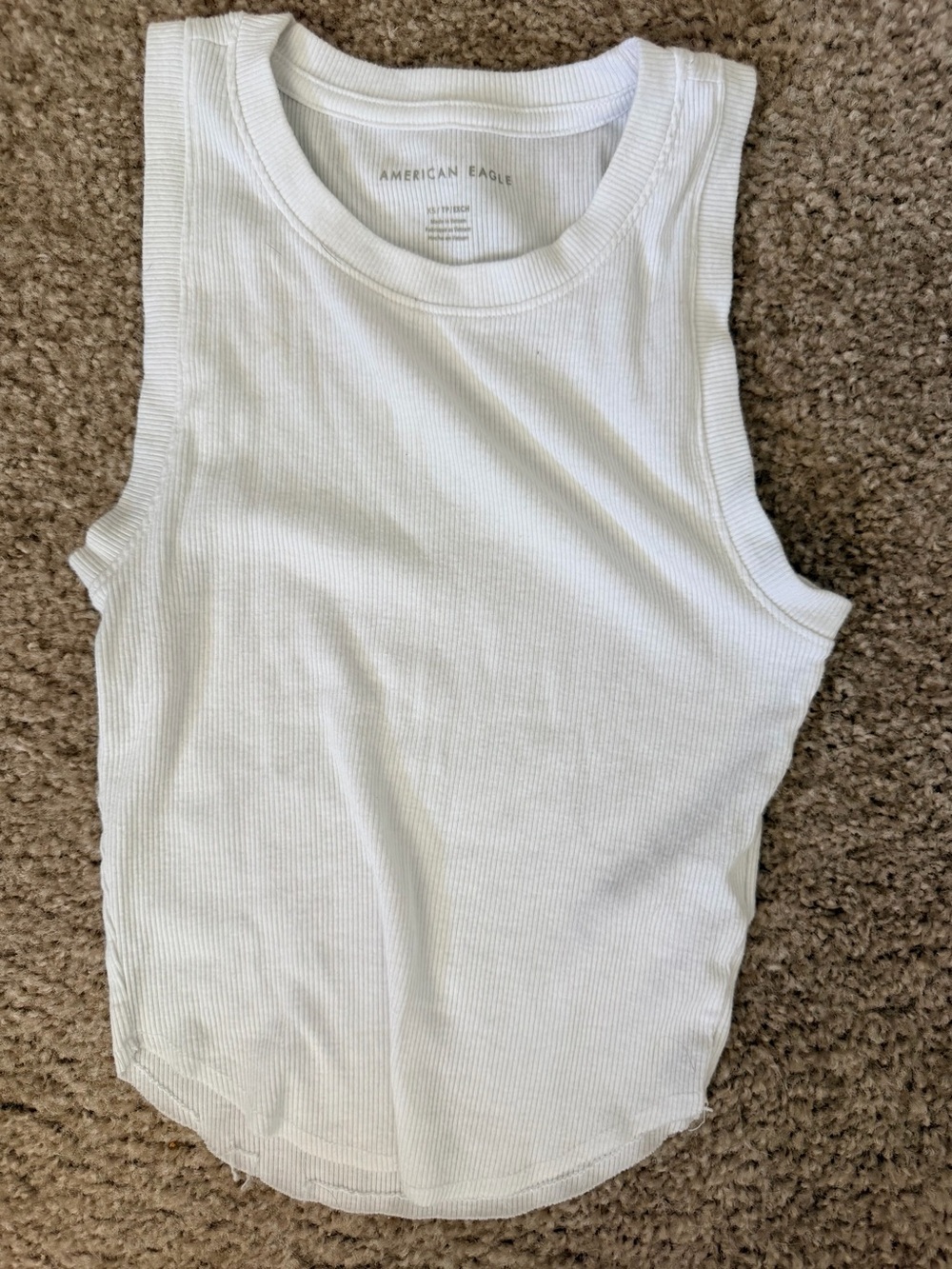 American Eagle Outfitters White Ribbed Crewneck Tank